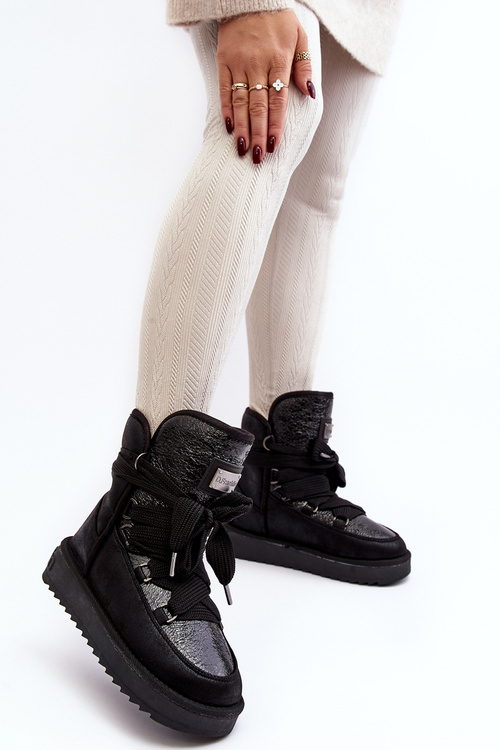 Dámské sněhule s šněrováním D.Franklin DFSH370006 černé