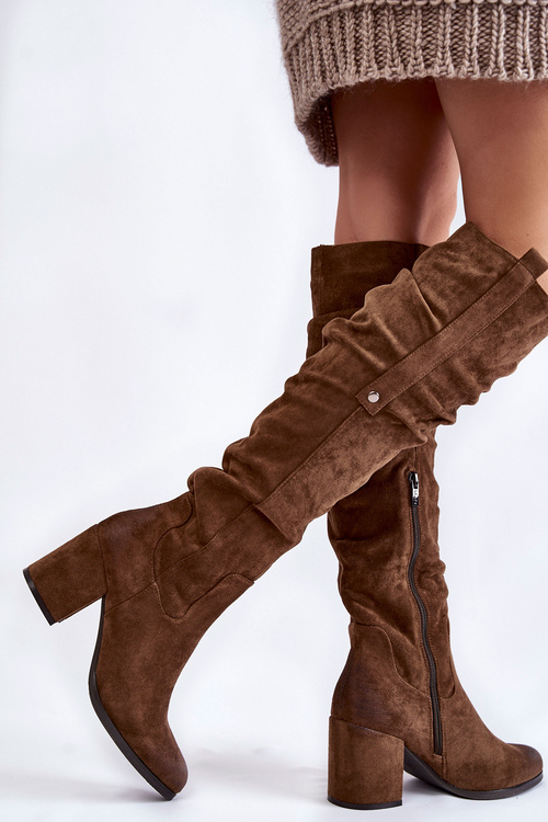 Semišové nadkolenky La.Fi 270065KH-SU tmavě Hnědá