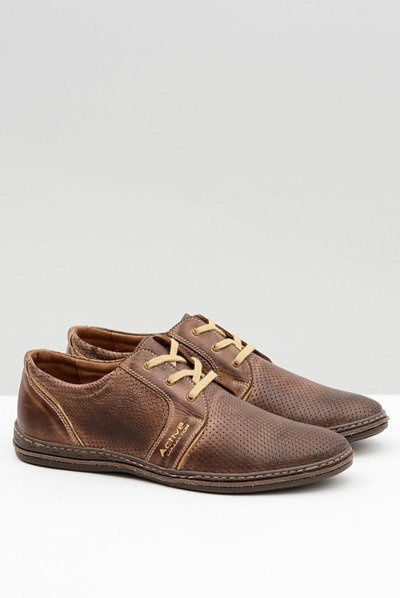 Pánské kožené krajkové hnědé perforované boty Markos