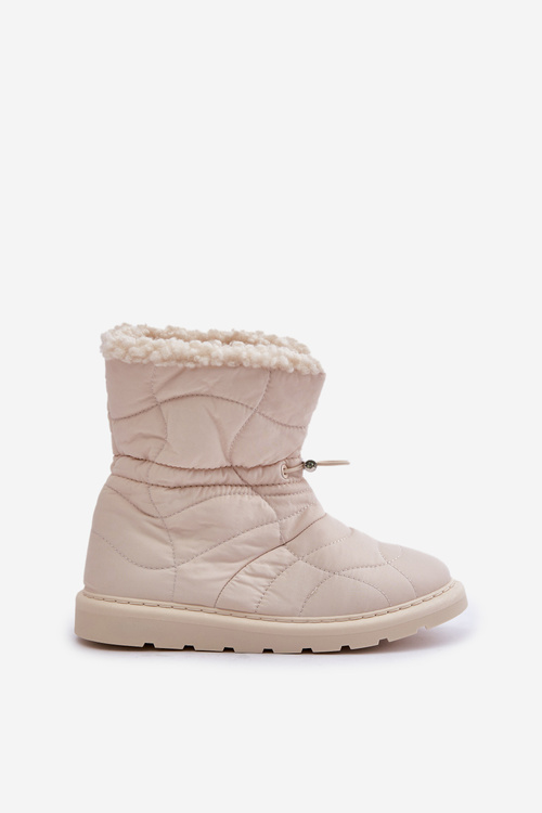 Dámske Snehule So Sťahovaním Zateplené Ovčou Kožou Svetlo Béžové Vamidra