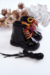 Black Tibbie Baby Boots lakovaný zipsom