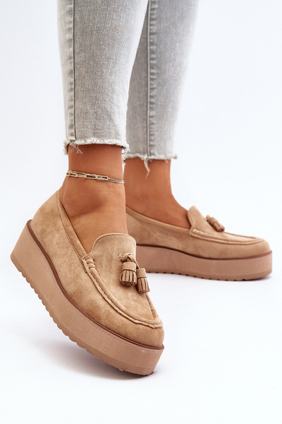 Dámské mokasíny na platformě s rejzlíky hnědé Mialani