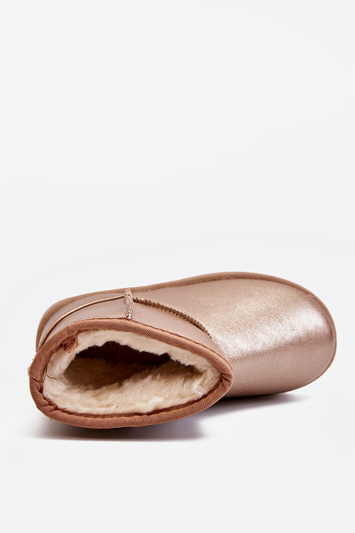 Teplé dětské sněhové boty s kožešinou Champagne Scooby