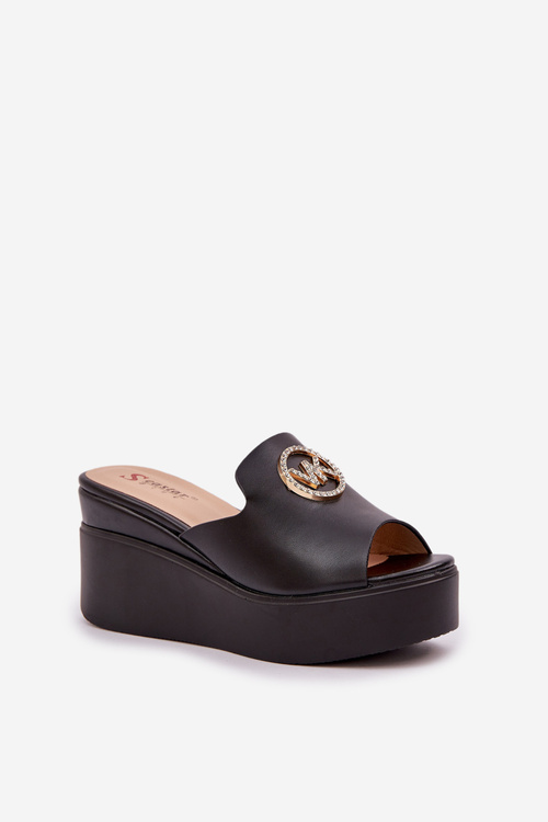 Sandále Na Platforme A Klíne S Dekoráciou Čierne Nanessia