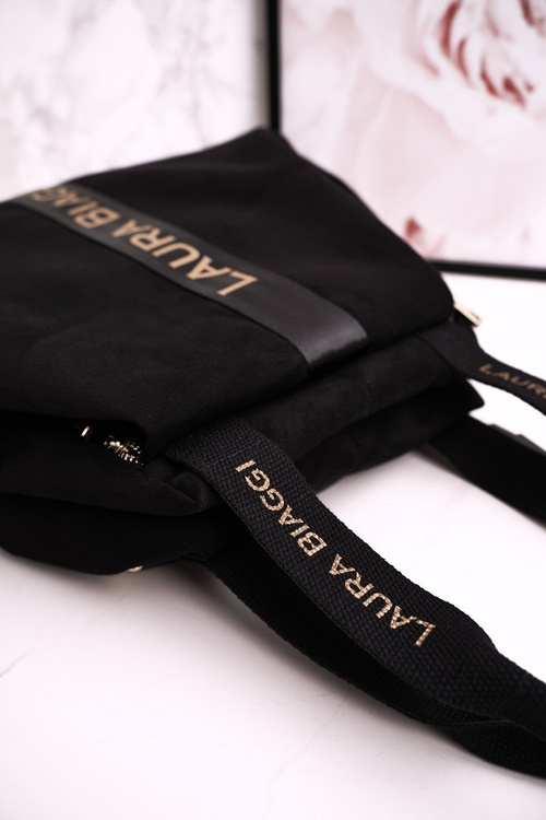 Nakupujúci taška Laura Biaggi čierny semiš