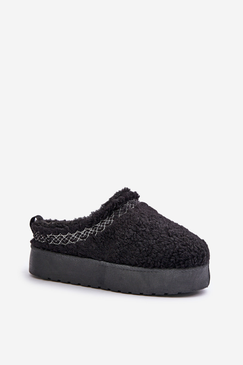 Snehové čižmy na platforme s ovčou srsťou čierne Mesirra