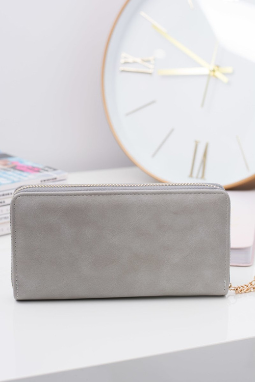 Women's Gray Big Wallet with a Tassel Keychain