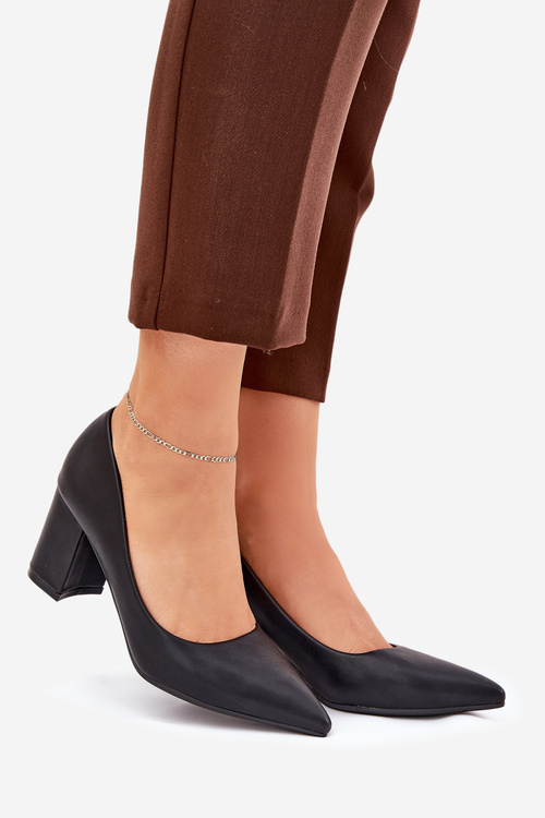 Dámské Lodičky Na Podpatku Se Špičatou Špičkou Černé Deonira