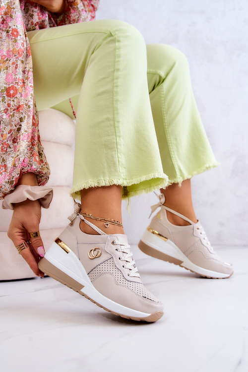 Dámská kůže sportovní obuv Sneakers béžový Loissa