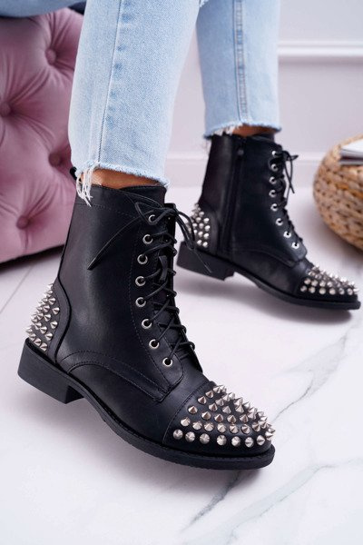 Dámsky boo boots boo čierne pracovníci s dospievajúcimi cvočkami