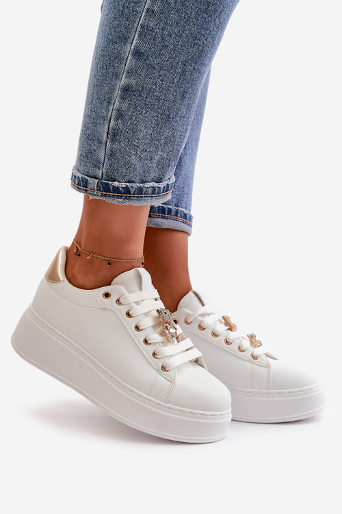 Dámské tenisky na platformě s medvídkem bílé Vailina