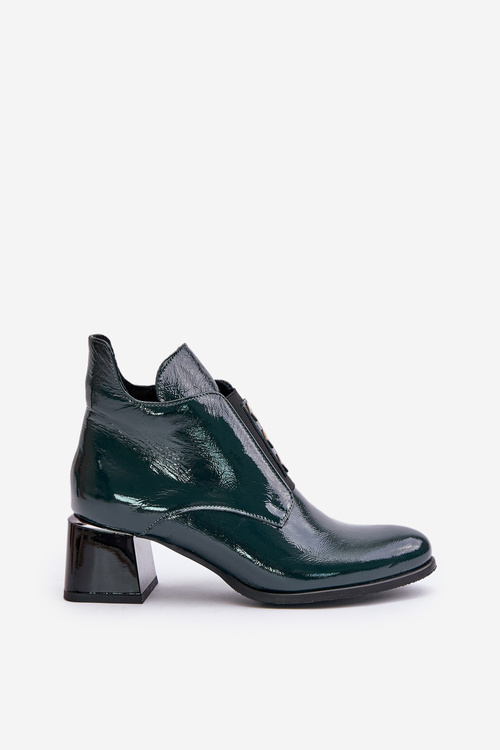 Lakované boty na klíně zateplené tmavě zelené Zazoo