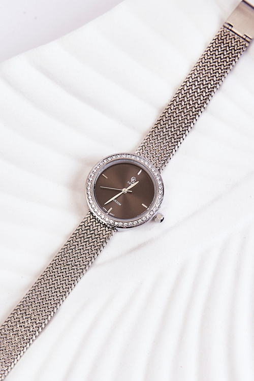 Dámske gg luxusné strieborné hodinky so strieborným štítom