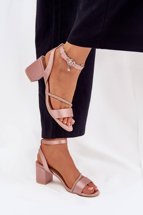 Dámske Sandále Na Opätku S Kryštálmi Vinceza 20268 Béžové