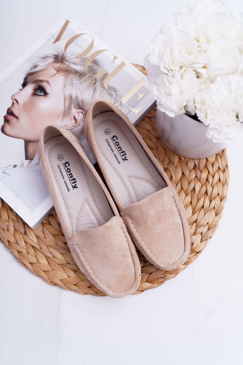 Dámske mokasíny pohodlné eko-eko-beige lemma