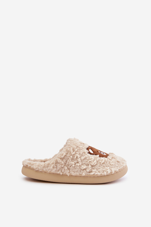 Dámské Pantofle S Kožešinou Typu Beránek A Medvídkem Béžové Temiena