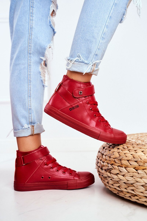 Dámské Kožené Vysoké Tenisky BIG STAR V274529 Červené