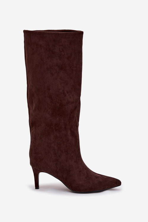 Dámské kozačky na skluzavku s vyhříváním na jehle Čokoládové Olivienne