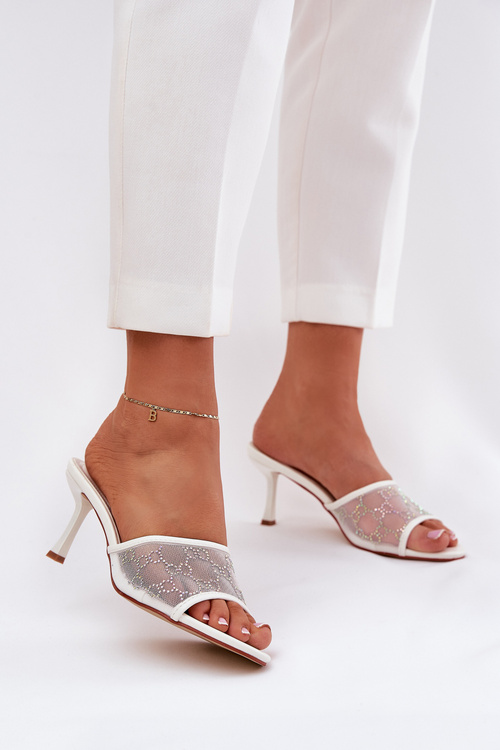 Ozdobené Pantofle Na Jehlách Bílé Ennoriel