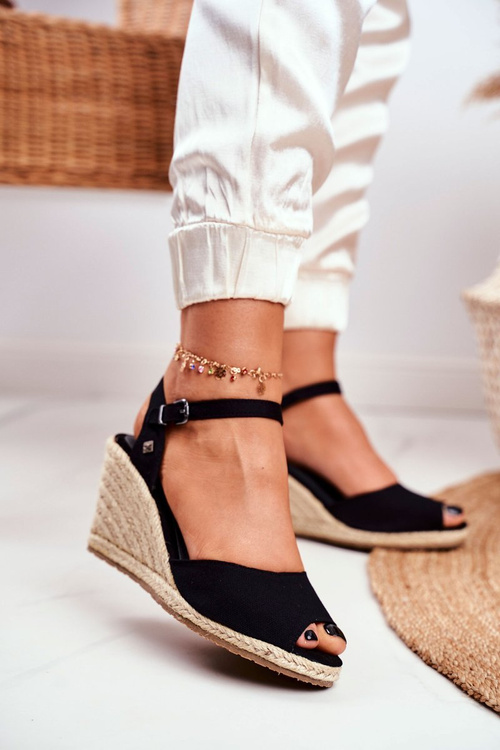 Dámské Sandály Na Klínu Big Star Tmavě Černé DD274A209