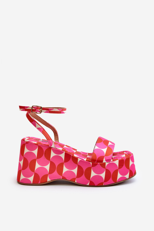 Vzorované sandály na platformě a klínku Fuksja Wiandia