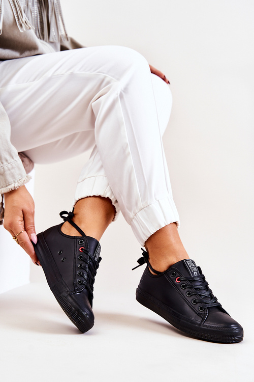 Nízko kožené tenisky veľká hviezda jj274006 čierna