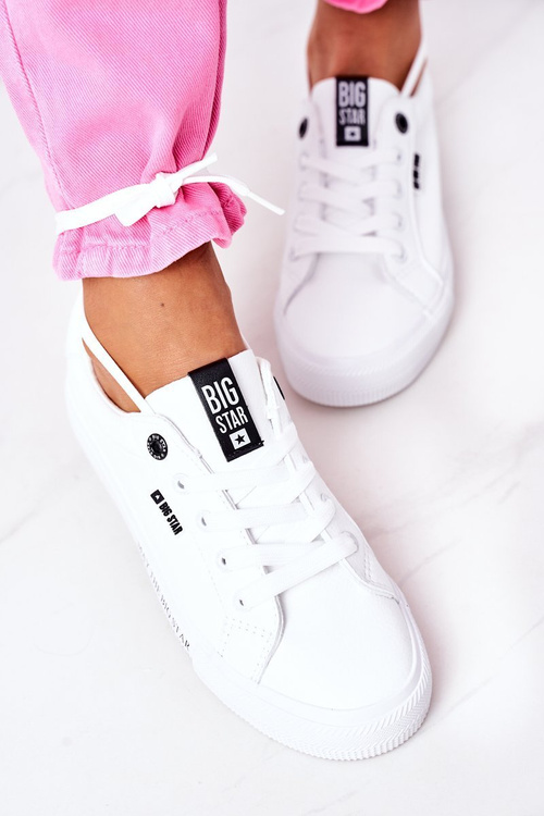 Dámské Kožené Tenisky S Nápisem BIG STAR EE274316 Bílé