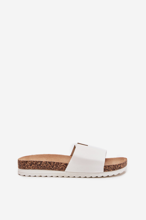 Dámske sandále na korkovej platforme s ozdobným detailom biele Vessira