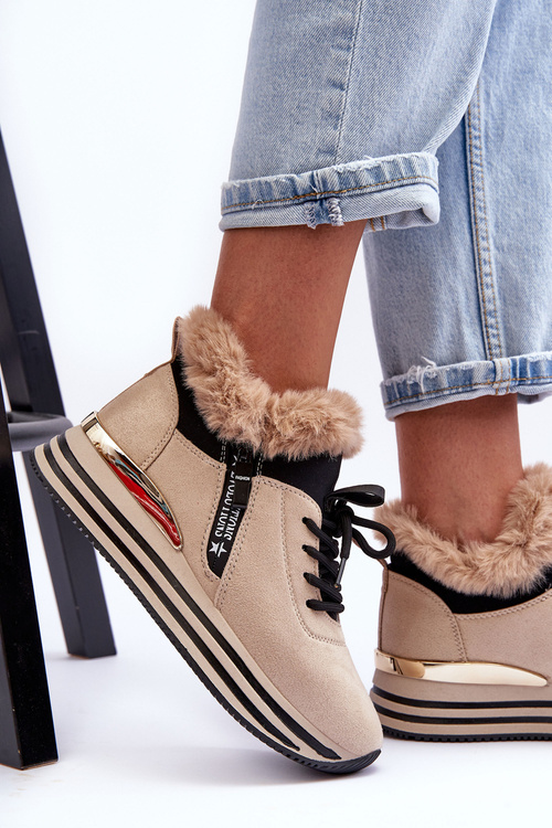 Sportovní Boty S Futerkem Na Platformě  Bežové Jamarie