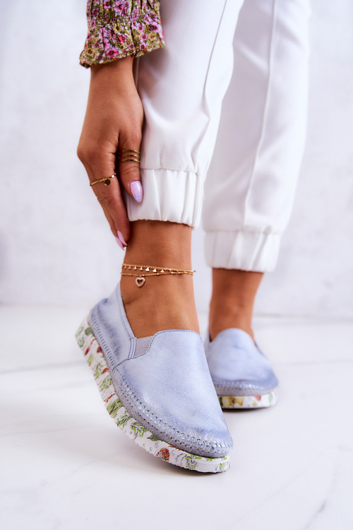 Dámska šmykľavka kožená topánky Maciejka 03512-40 svetlo modrá