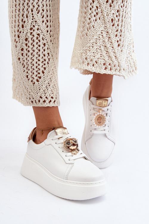 Dámske kožené tenisky CheBello 4411 Biele