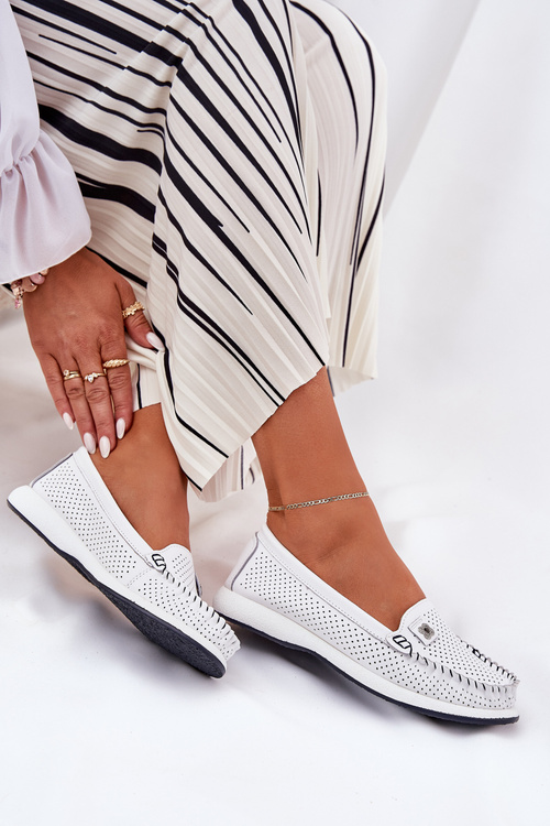 Dámske Kožené Mokasíny S.Barski LR51-673 Biele