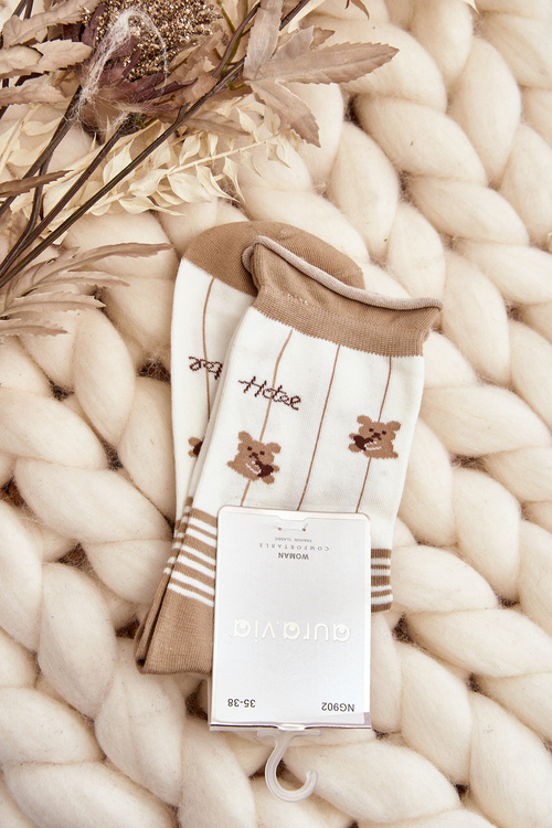 Dámské punčochy se vzory béžově-bílé