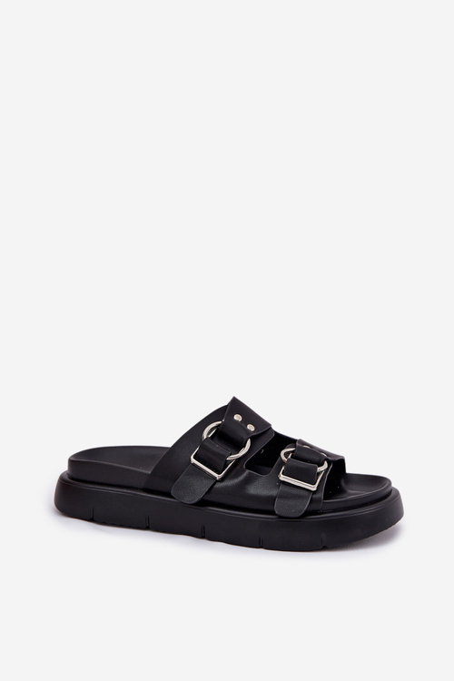 Kožené Dámské Sandály S Ozdobnými Přezkami Big Star RR274658 Černé