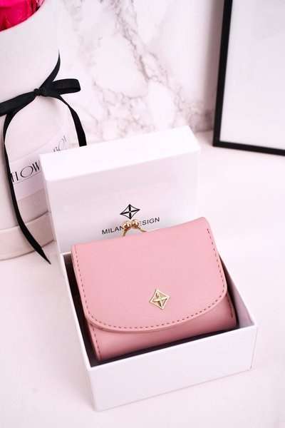 Malá dámska peňaženka pripevnená s bigielom Milano svetlo ružovou farbou