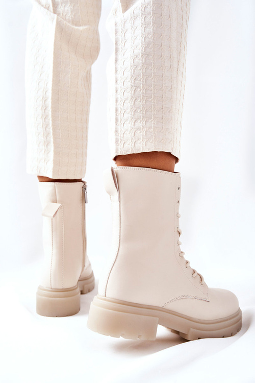 Kotníkové Ploché Workery Boty Béžové Rozelle