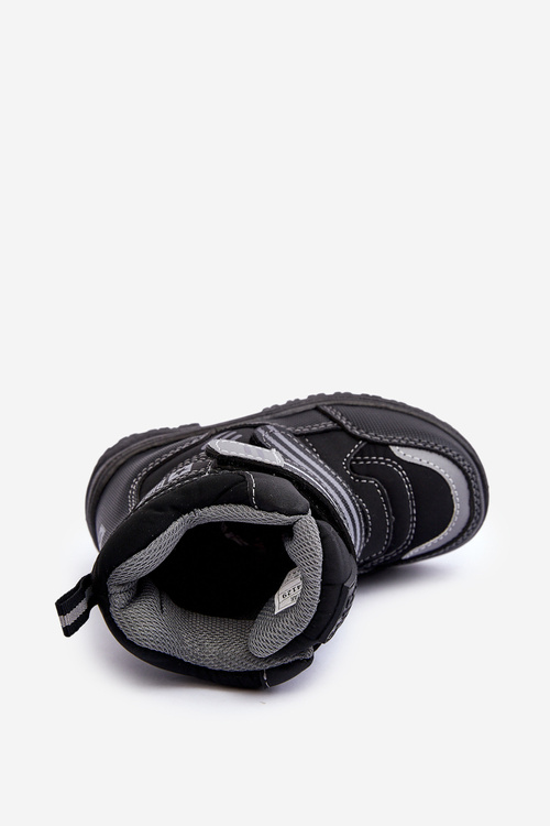 Detské izolované snehové topánky s suchým zipsom Black Big Star MM374129