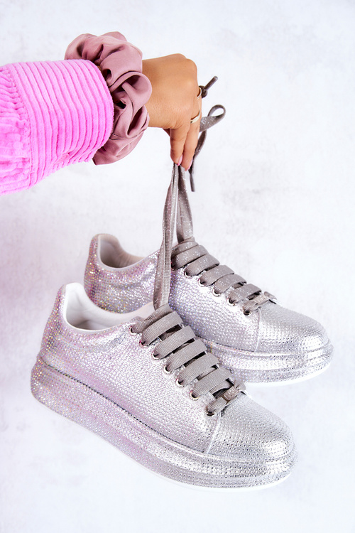 Tenisky športové topánky kamienky goe jj2n4048 striebro