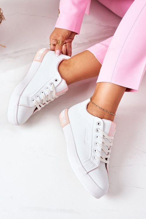 Dámske kožené tenisky Big Star II274033 White-ružová