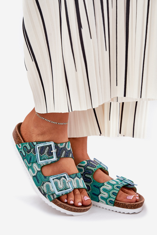 Dámske Papuče S Prackami A Glitrom S.Barski RB51-006 Zelené