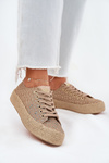 Vzorované dámské tenisky na platformě s pleteninou Lee Cooper LCW-25-08-3646L Khaki