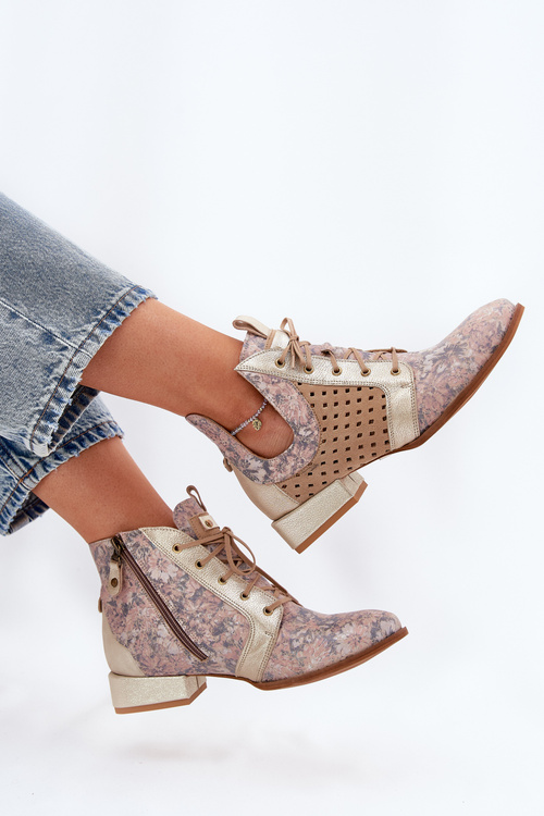 Kožené Čižmy Maciejka 05541-04 Béžovo-Zlaté