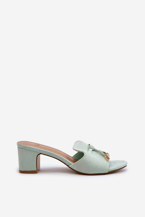 Dámské sandály Z Eko Semišu Na Podpatku Mátové Jemenna