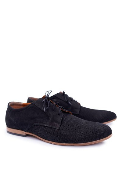 Pánske topánky, nubuck Openwork Black Hermes