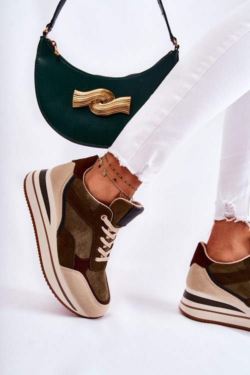 Dámské semišové sportovní boty zeleno a béžová Elisse