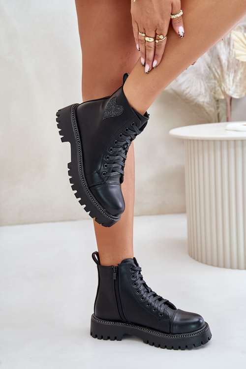 Čižmy Na Zips S Dekoratívnym Srdcom Čierne Obeena