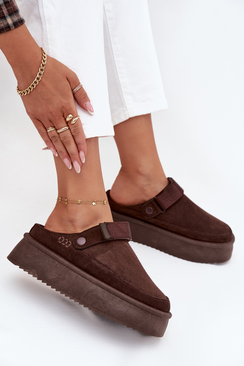 Dámske snehule na platforme s suchým zipsom čokoládové Jorielle