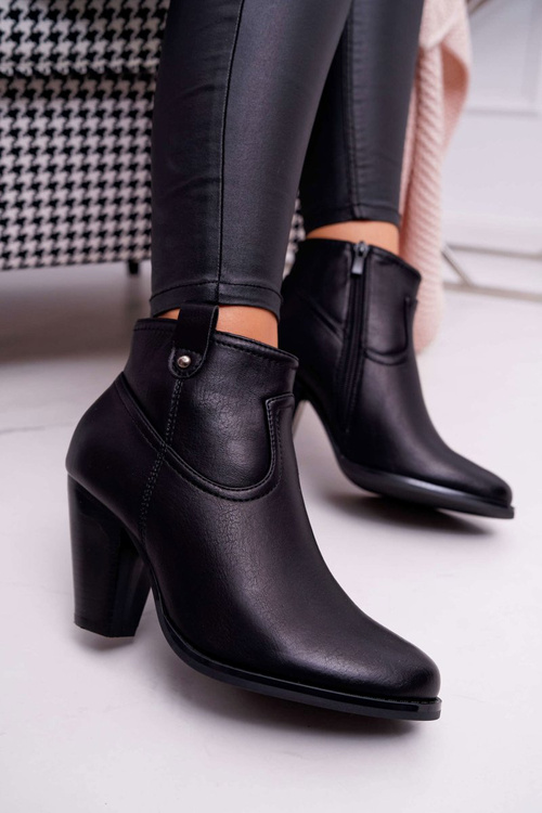 Dámské Kotníkové Boty Na Podpatku Černé Memfis