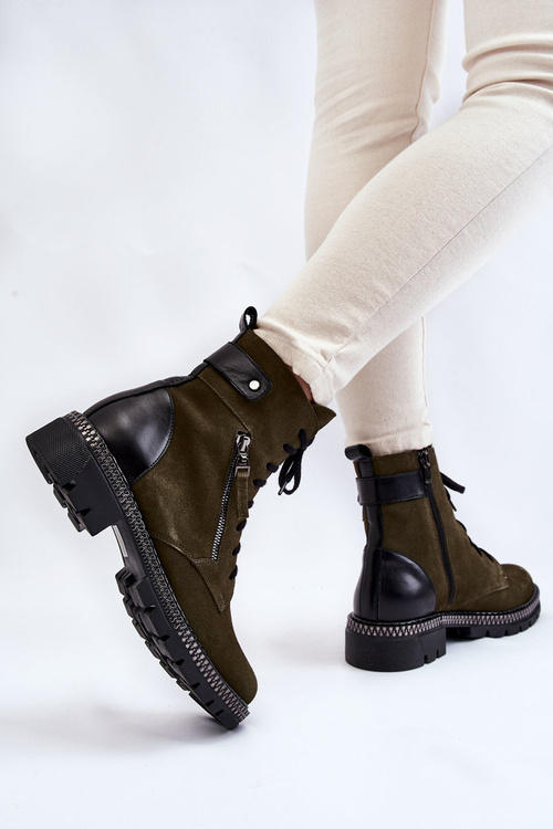 Semišové zateplené boty Laura Messi 2508 Zelená