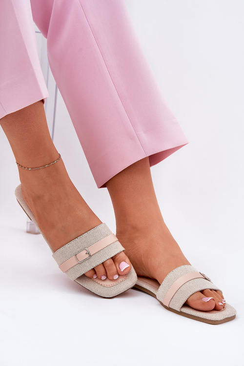 Ploské Dámske Sandále S Pásikom A Sponou Béžové Zilina